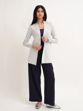 Cyrus The Clean Line Open Cardigan Silver Grey XSmall